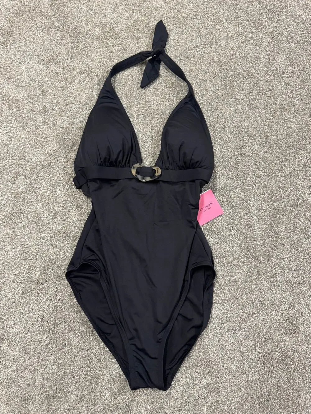 Kate Spade Women's Black Halter One-Piece Swimsuit